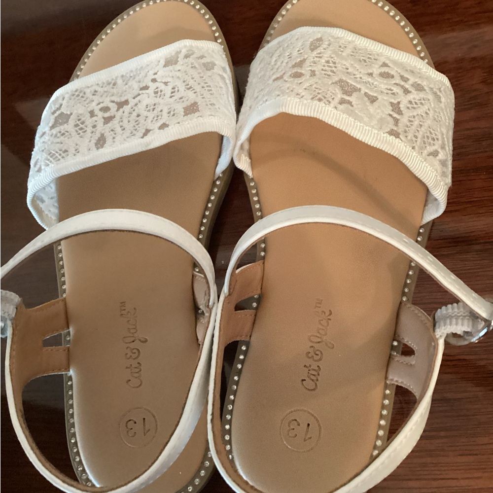 Cat & Jack Girls Size 13 White Lace Sandals